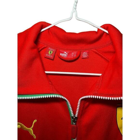 Puma Ferrari Zip Up Jacket Men's Small Red Polyester Graphic Print Fleece Lined - Picture 3 of 7